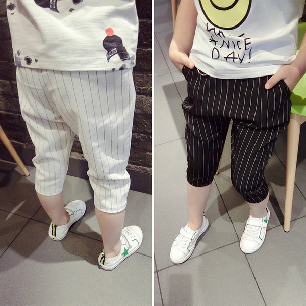 Παιδικό ριγέ παντελόνι 7/8 σε δύο χρώματα