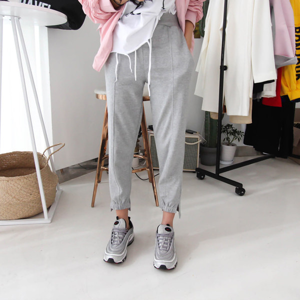 Pantaloni sport pentru fete în roșu și gri