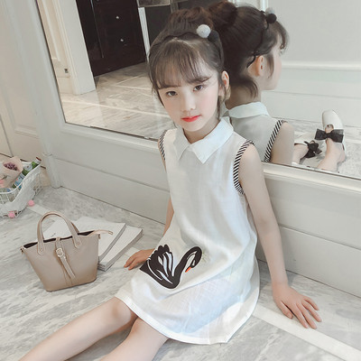 Rochie moderna pentru copii cu aplicatie in alb si galben