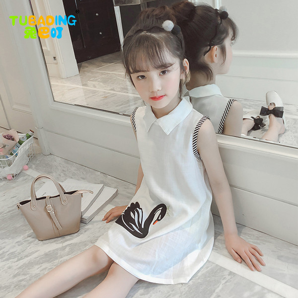 Rochie moderna pentru copii cu aplicatie in alb si galben