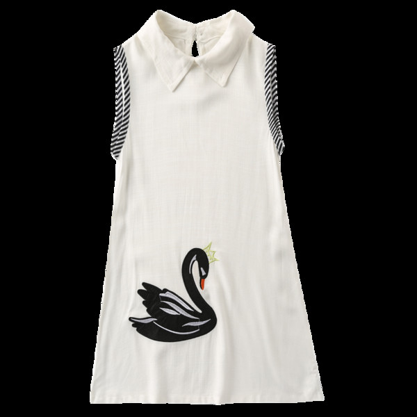 Rochie moderna pentru copii cu aplicatie in alb si galben