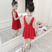 Rochie eleganta pentru copii cu spate decupat si panglica in doua modele