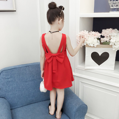 Rochie eleganta pentru copii cu spate decupat si panglica in doua modele