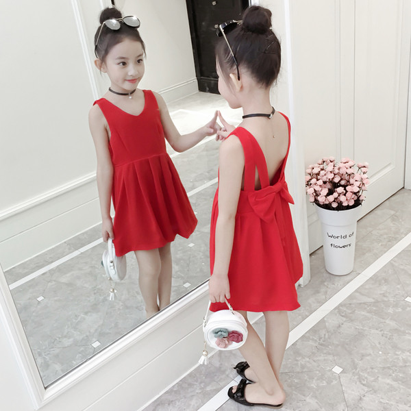 Rochie eleganta pentru copii cu spate decupat si panglica in doua modele