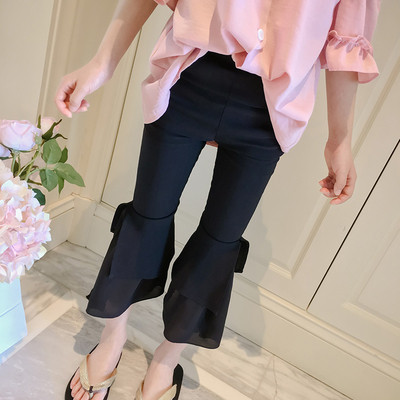 Παιδικά παντελόνια σε μαύρο χρώμα με μήκος 7/8