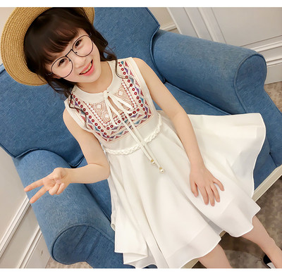 Rochie de copii pentru fete cu motive etnice in doua culori