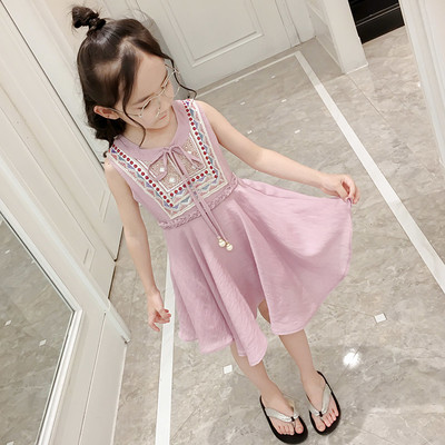 Rochie de copii pentru fete cu motive etnice in doua culori