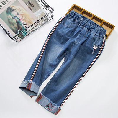 Blugi copii pentru fata cu lungimea 3/4 in trei modele