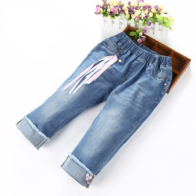 Blugi copii pentru fata cu lungimea 3/4 in trei modele