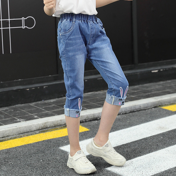 Blugi copii pentru fata cu lungimea 3/4 in trei modele