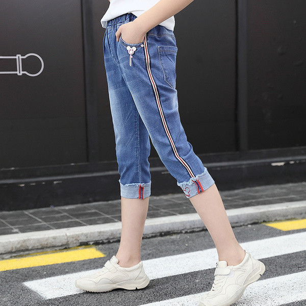 Blugi copii pentru fata cu lungimea 3/4 in trei modele