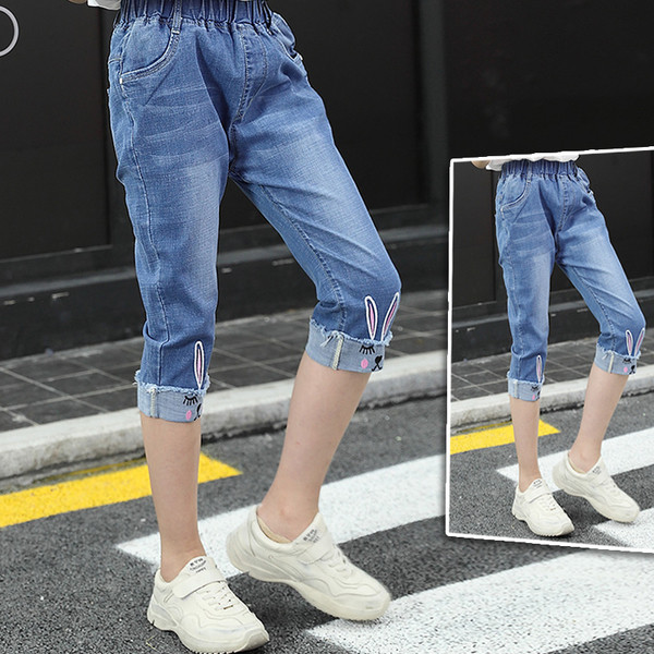 Blugi copii pentru fata cu lungimea 3/4 in trei modele