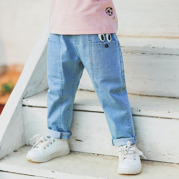 Blugi pentru copii de culoare deschisa cu broderie potriviti pentru fete si baieti