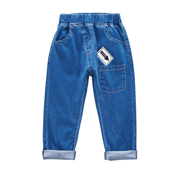 Blugi pentru copii de culoare închisă și deschisă cu buzunar decorativ