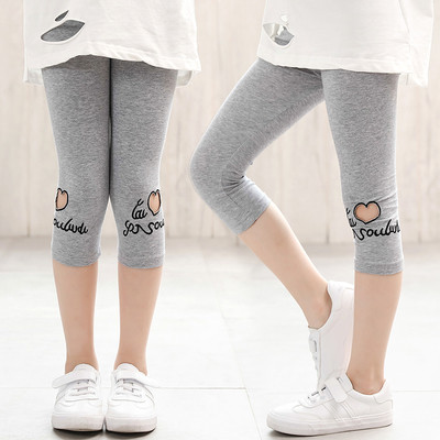 Jambiere copii pentru fata cu decor si lungime 3/4 in doua culori