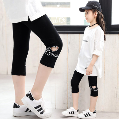 Jambiere copii pentru fata cu decor si lungime 3/4 in doua culori