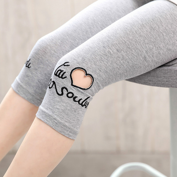 Jambiere copii pentru fata cu decor si lungime 3/4 in doua culori