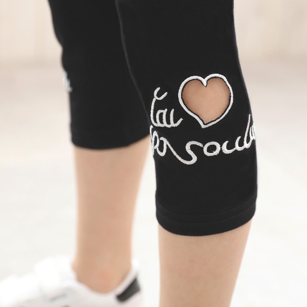 Jambiere copii pentru fata cu decor si lungime 3/4 in doua culori