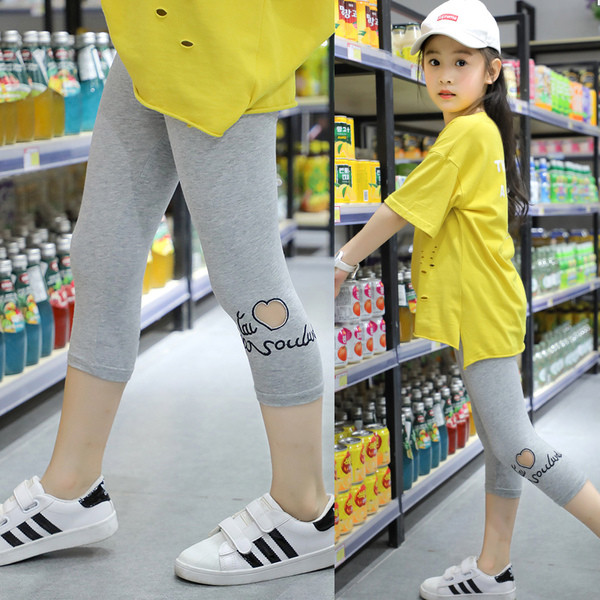 Jambiere copii pentru fata cu decor si lungime 3/4 in doua culori