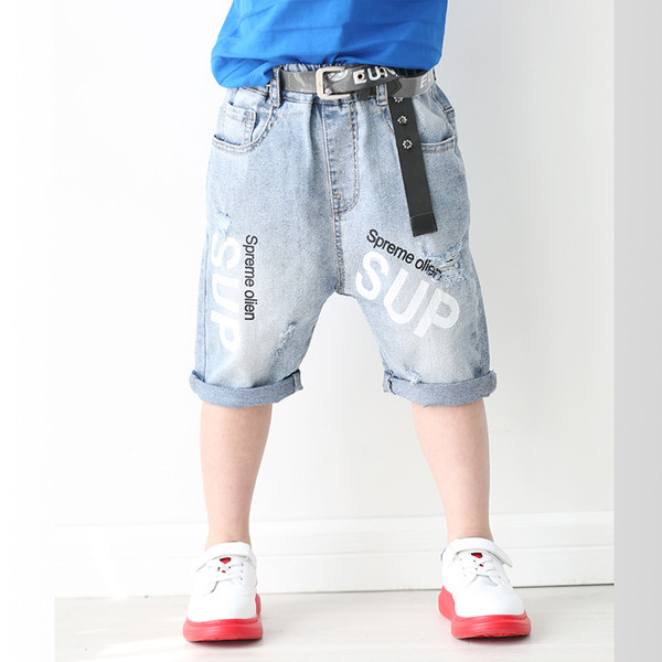 Blugi copii moderni 7/8 pentru baieti model lat cu inscriptii