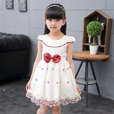 Rochie moderna pentru copii cu motive florale si panglica in diferite culori