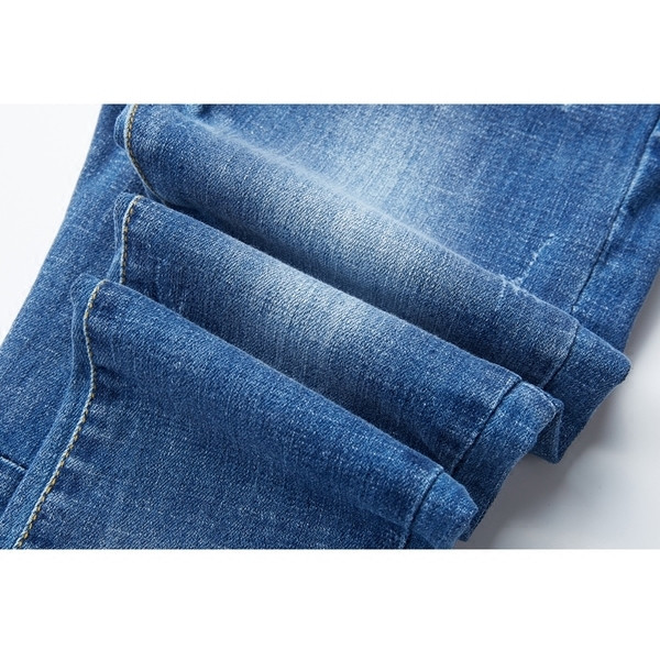 Blugi pentru copii cu talie inalta de culoare deschisa cu elemente metalice