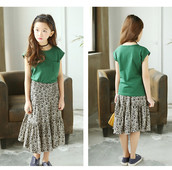 Rochie de copii pentru fete in doua parti cu motive florale