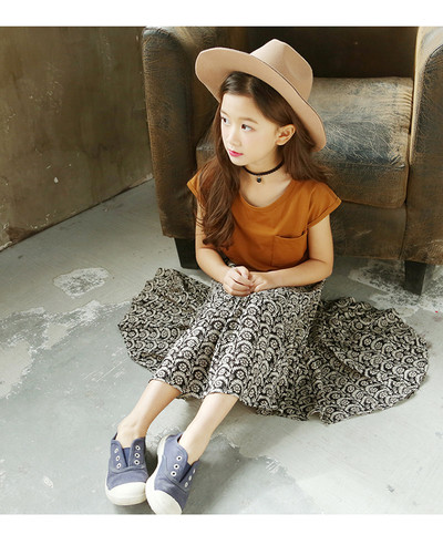 Rochie de copii pentru fete in doua parti cu motive florale