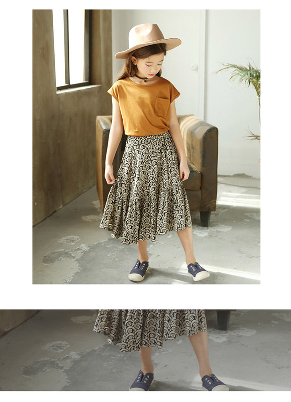 Rochie de copii pentru fete in doua parti cu motive florale