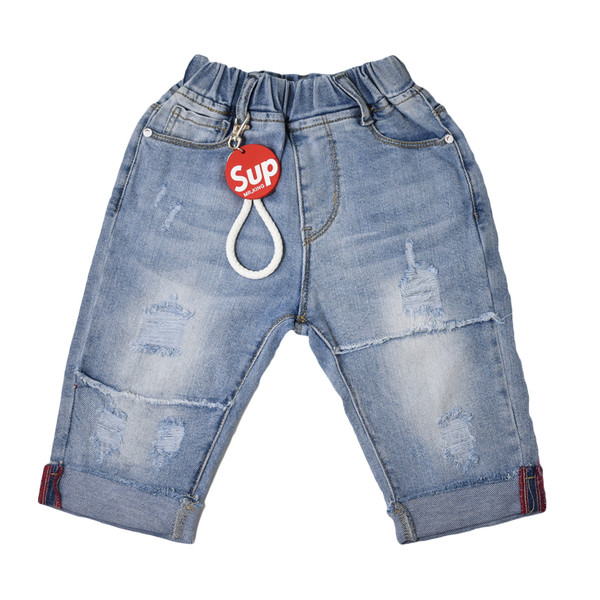 Blugi copii 7/8 cu motive rupte de culoare deschisa