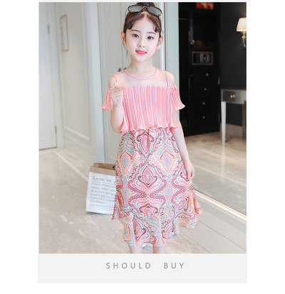 Παιδικό φόρεμα για κορίτσια με εθνοτικά μοτίβα και γυμνούς ώμους