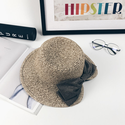 Pălărie de plajă pentru femei cu decor panglică în patru culori