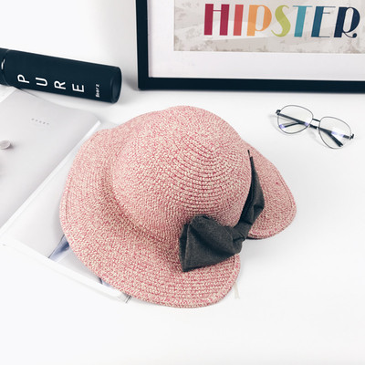 Pălărie de plajă pentru femei cu decor panglică în patru culori