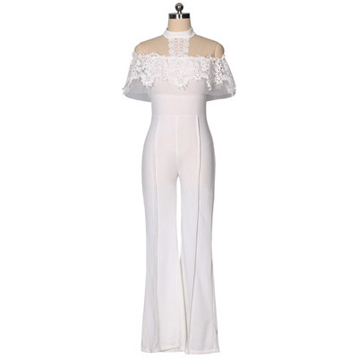 Salopetă de damă elegantă cu umăr căzut și dantelă în cinci culori