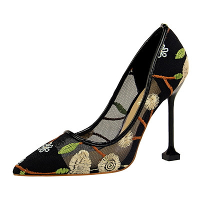 Pantofi eleganti de dama cu motive florale in mai multe culori