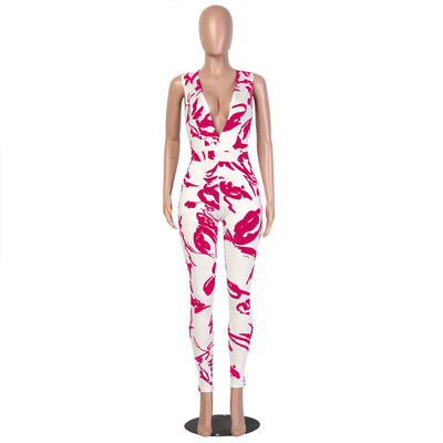 Σέξυ γυναικεία σαλοπέτα με διακοσμητικά σχήματος V με πολύχρωμα σχέδια