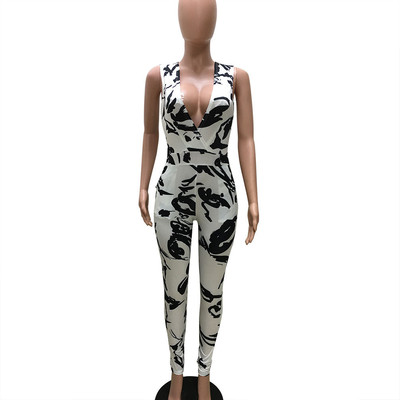 Σέξυ γυναικεία σαλοπέτα με διακοσμητικά σχήματος V με πολύχρωμα σχέδια