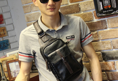 Geanta de barbati confortabila din piele ecologica de culoare neagra