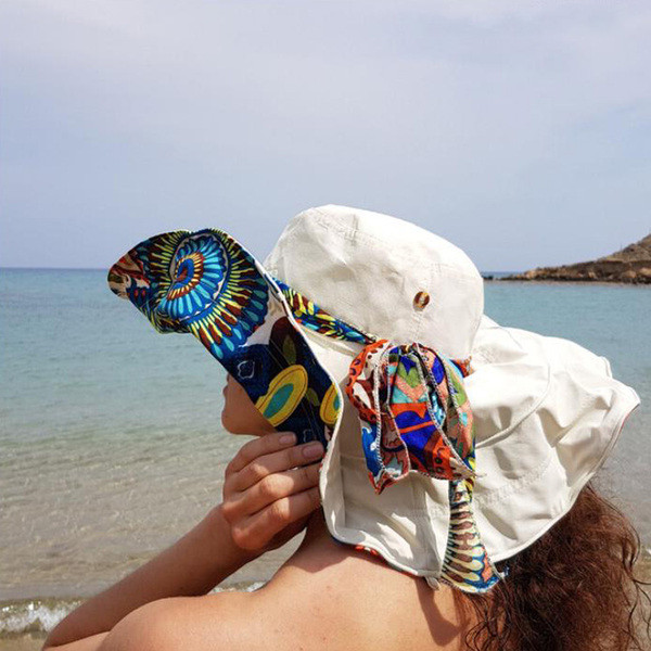 Palarie de plaja dama cu motive etnice in mai multe culori