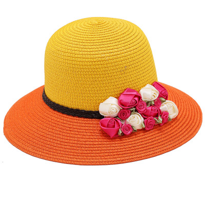 Palarie de plaja de dama moderna cu decor floral in mai multe culori