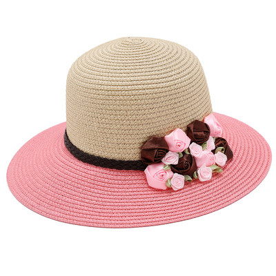 Palarie de plaja de dama moderna cu decor floral in mai multe culori