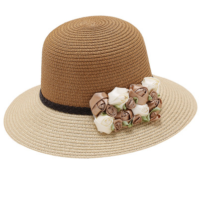 Palarie de plaja de dama moderna cu decor floral in mai multe culori