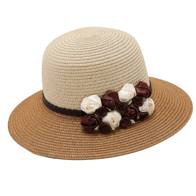 Palarie de plaja de dama moderna cu decor floral in mai multe culori