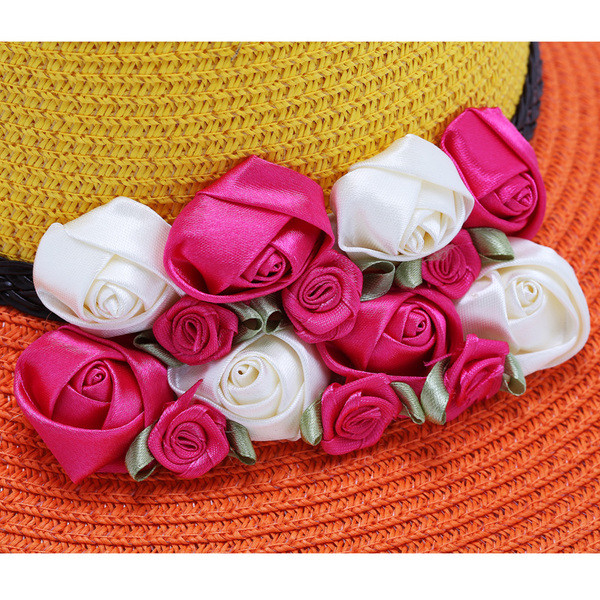 Palarie de plaja de dama moderna cu decor floral in mai multe culori