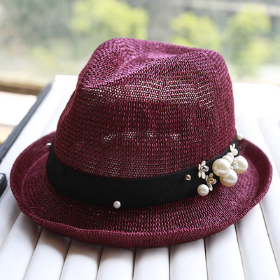 Palarie casual dama decorata cu perle in mai multe culori