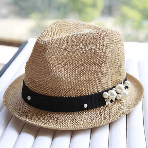 Palarie casual dama decorata cu perle in mai multe culori