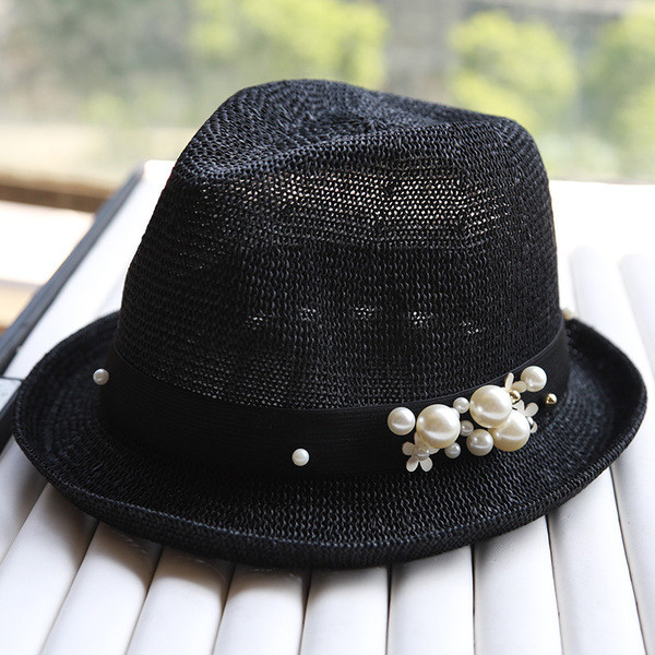 Palarie casual dama decorata cu perle in mai multe culori