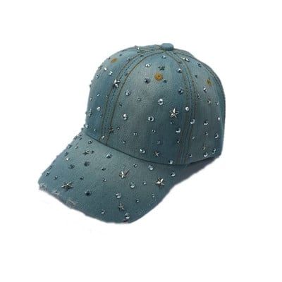 Női farmer sapka napellenzővel és lyukakkal, különböző modellekben