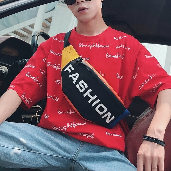 Geantă modernă pentru bărbați cu inscripție în două culori