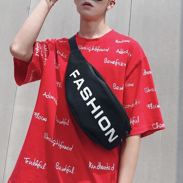 Geantă modernă pentru bărbați cu inscripție în două culori